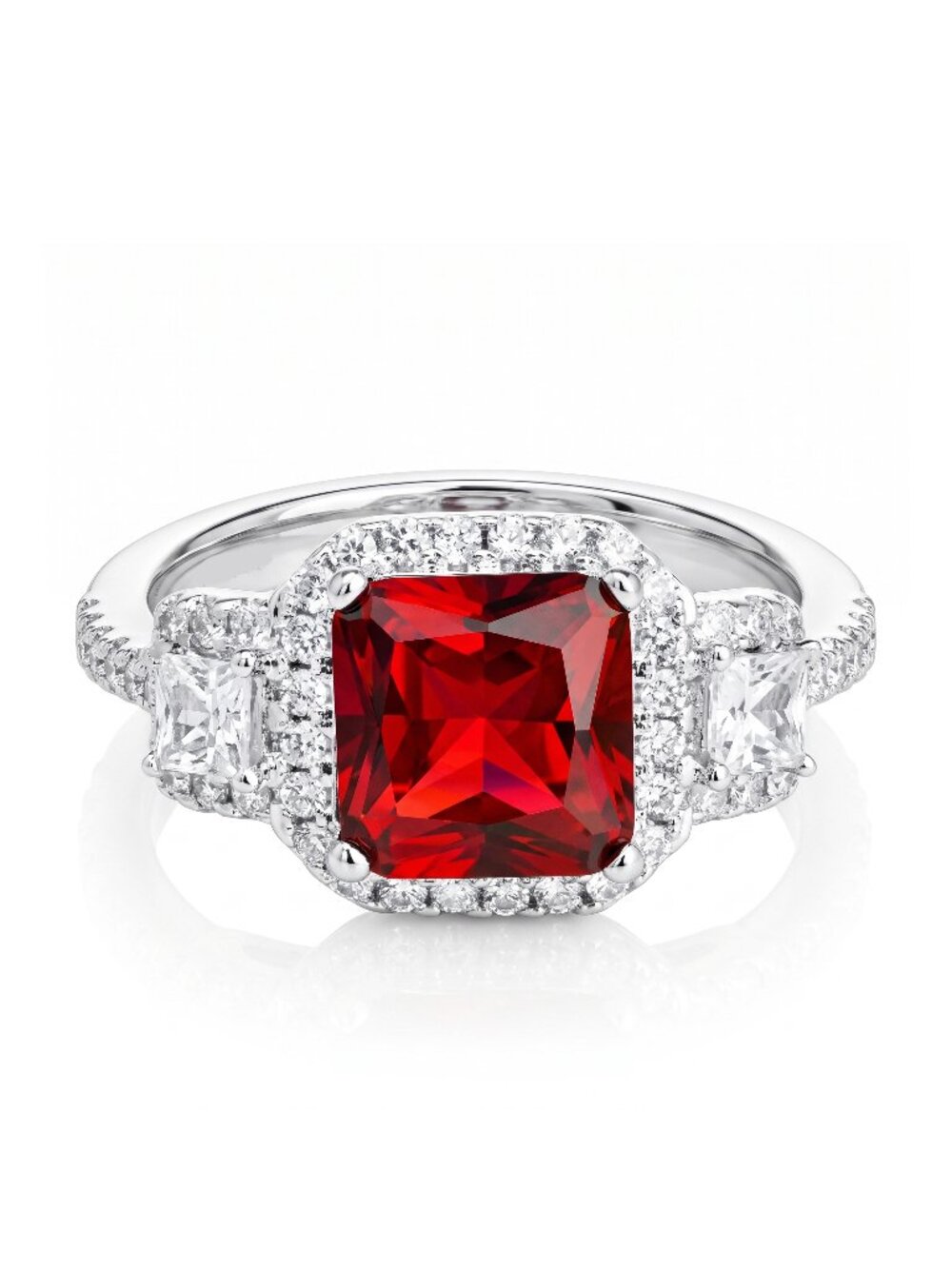 Red Ruby Gemstone Ring, 925 Sterling Silver Charmed Aroma